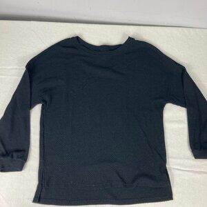 Girls Black Long Sleeve See Through Textured Top Size M 10/12 Sheer Knit